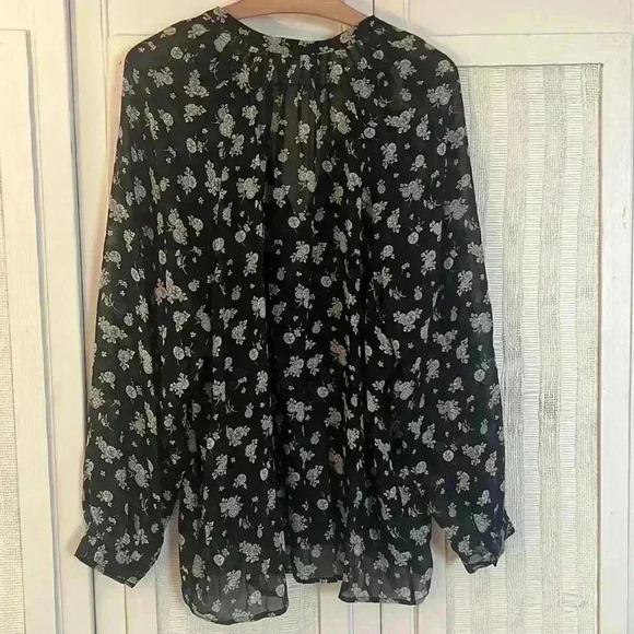 Vince Calico Floral Silk Blouse Size L - Picture 9 of 10
